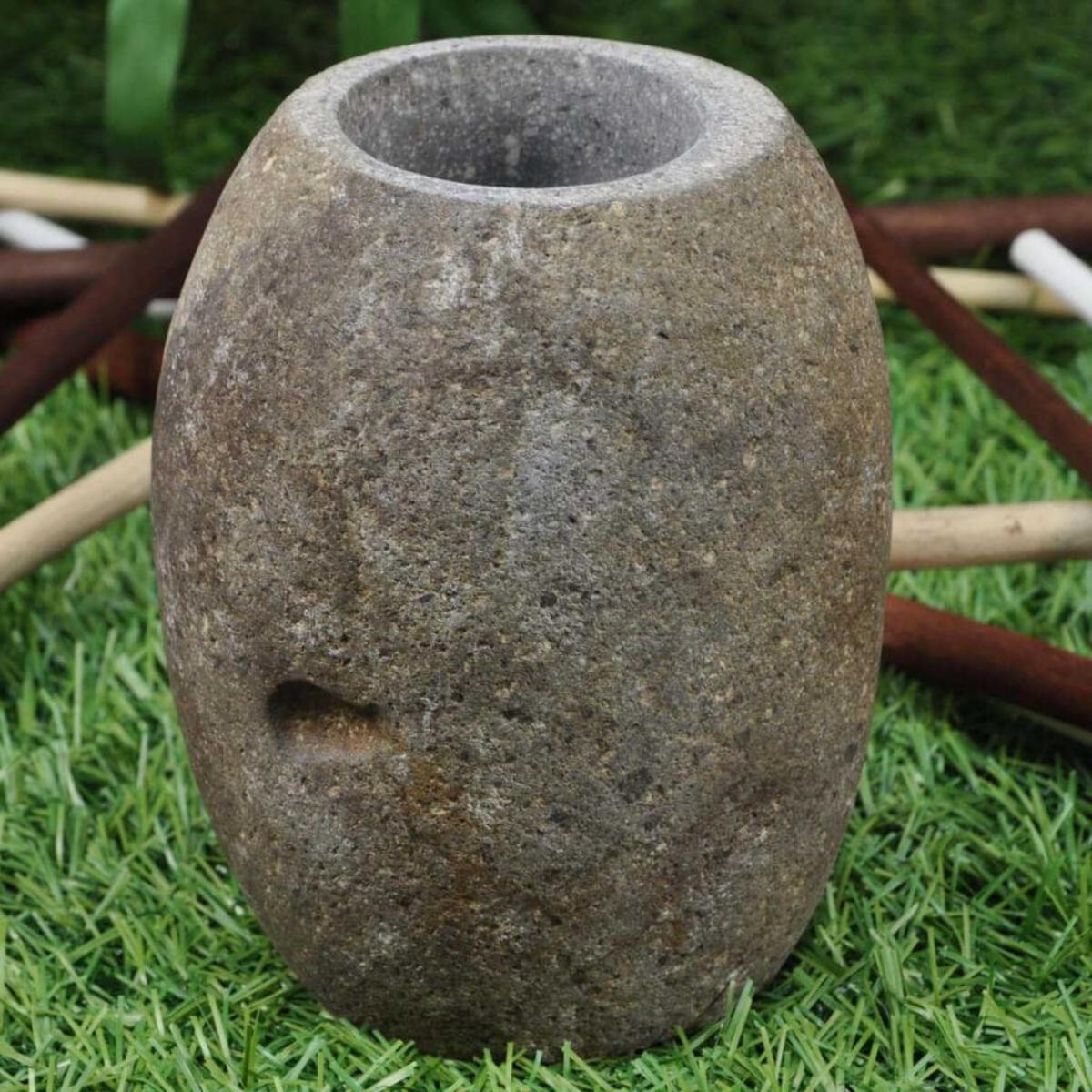 Gobelet pierre de rivière galet rond gris, WANDA COLLECTION