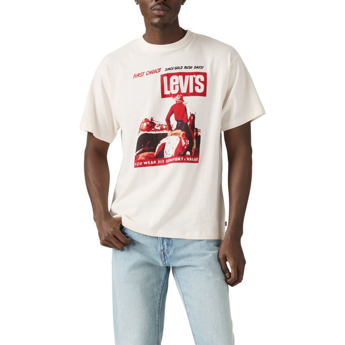 T-shirt en coton écru avec un imprimé fantaisie et des manches courtes écru, LEVI'S