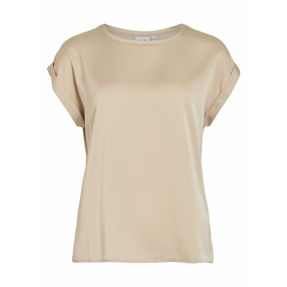 T-shirt satiné, col rond crème, VILA