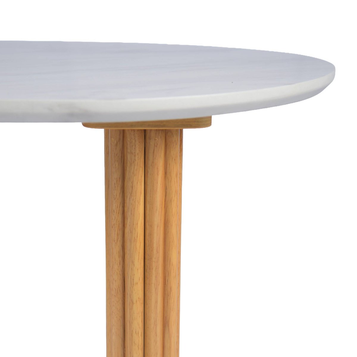 Table basse ovale bois d'hévéa plateau effet pierre GABRIELLE naturel, SWEEEK