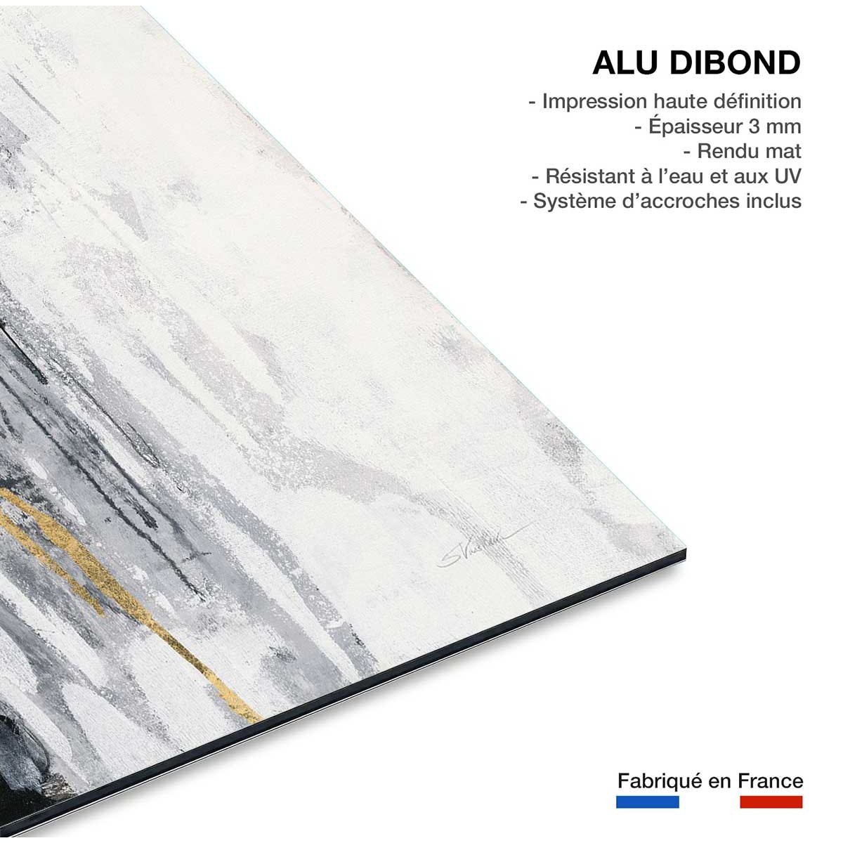 Tableau abstrait Pluie dorée tableau alu dibond, HEXOA
