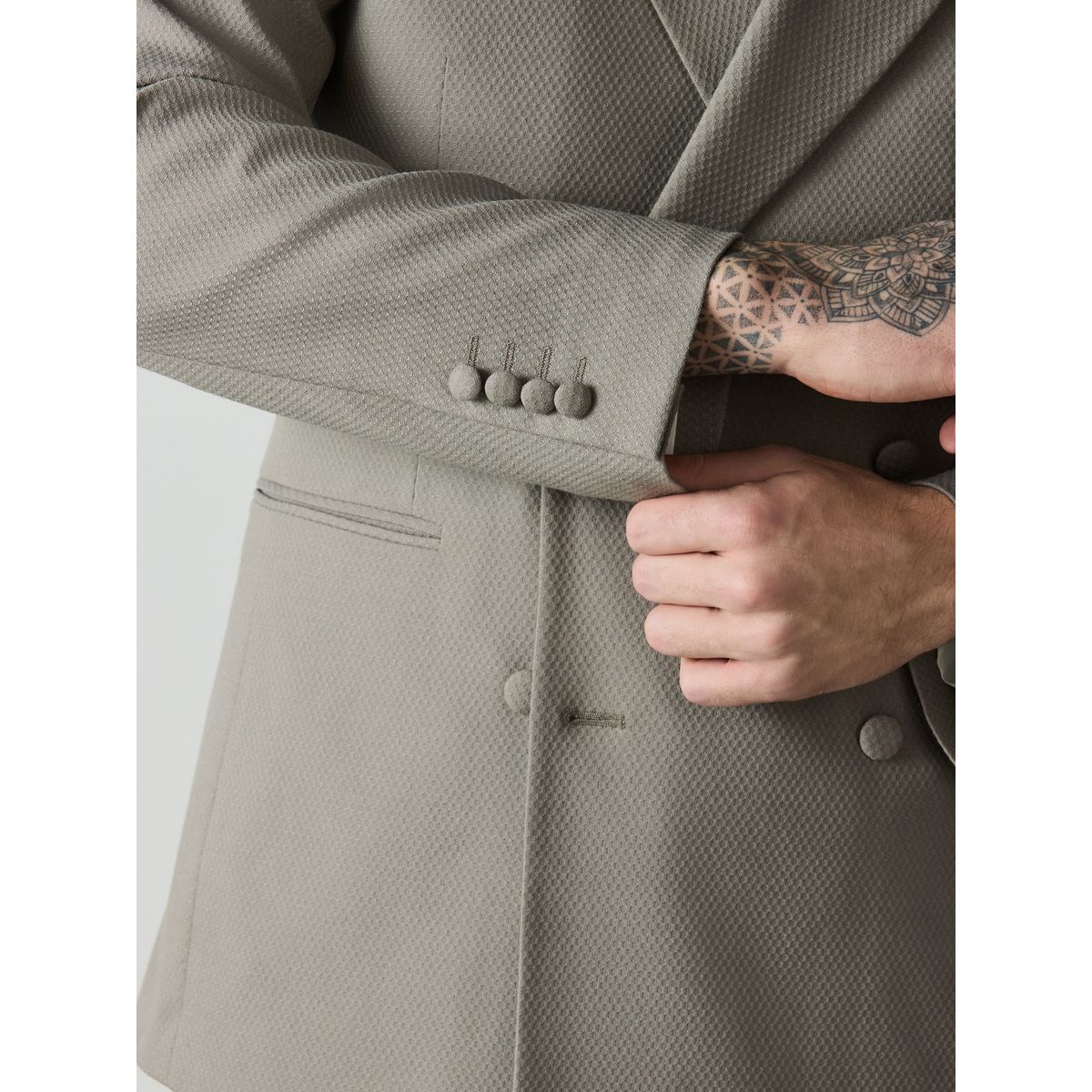 Veste de costume croisée avec broche gris, NEXT