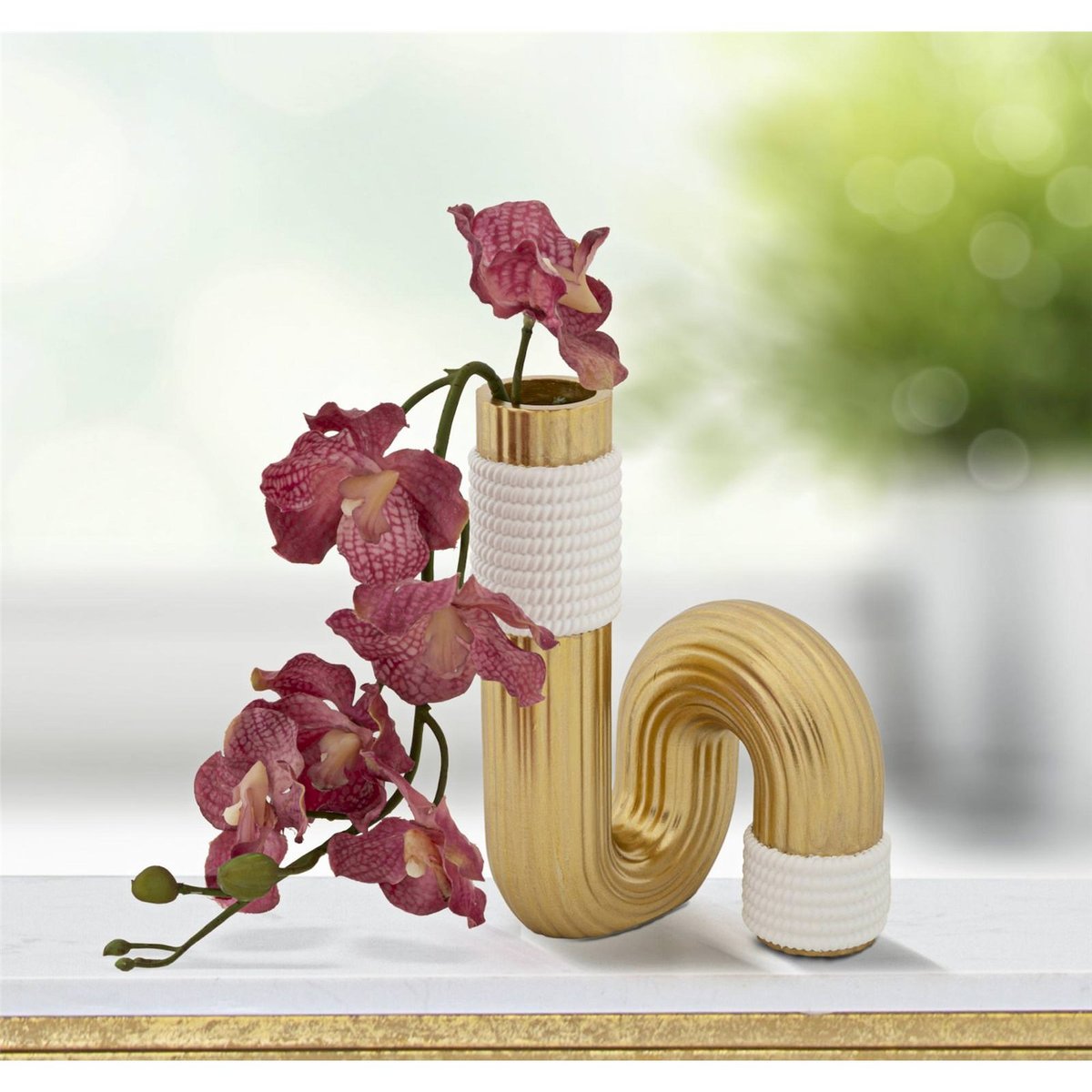 Vase silhouette sculpturale GLAM doré et blanc, RECOLLECTION