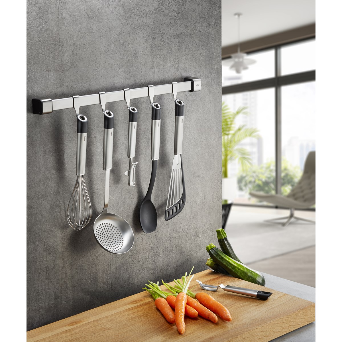 Barre à ustensiles de cuisine SMARTLINE argent, GEFU