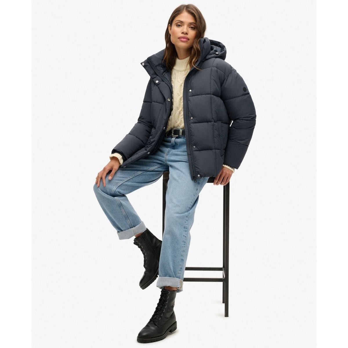 Manteau rembourré Montpellier bleu marine éclipse, SUPERDRY