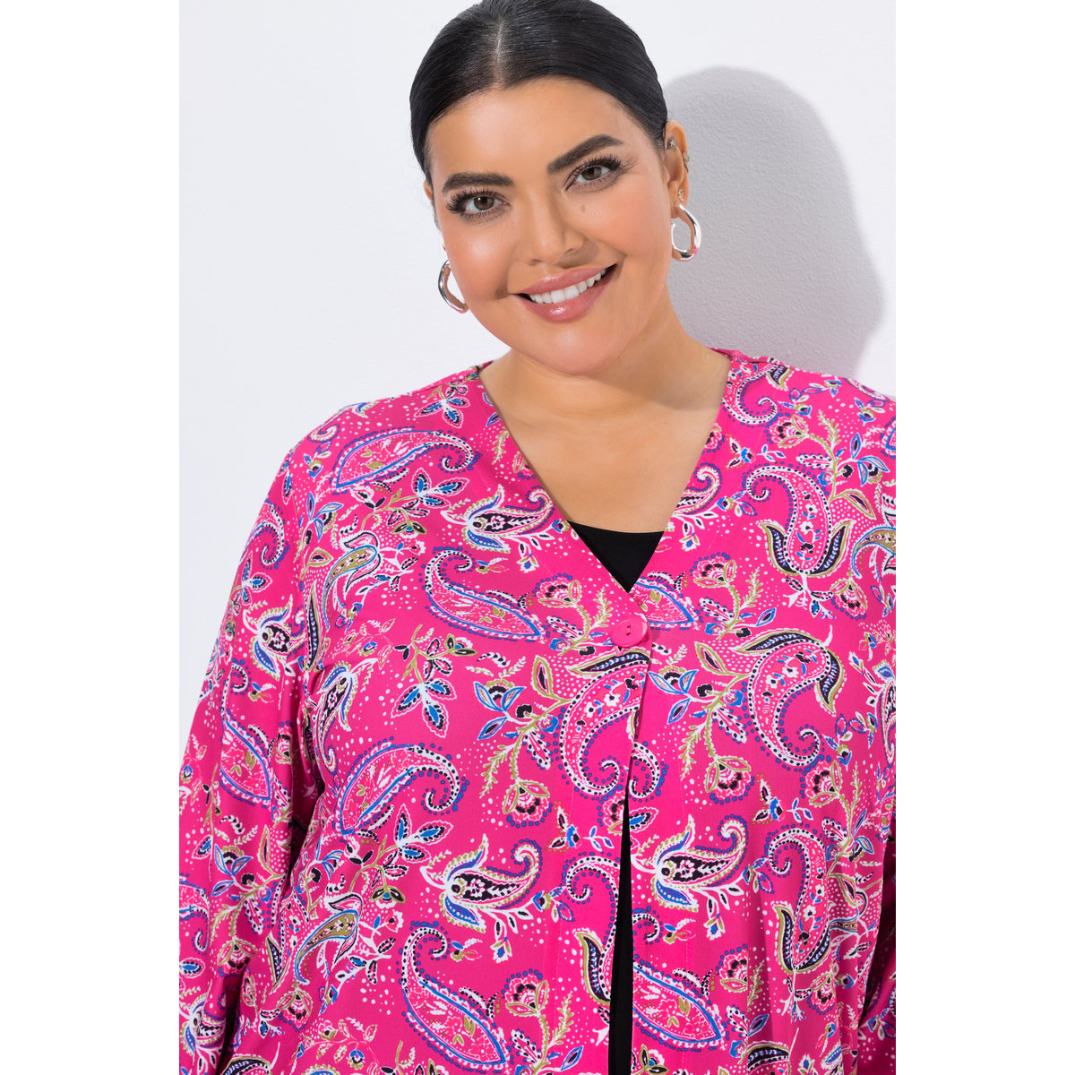 Veste en jersey motif cachemire fuchsia clair, ULLA POPKEN