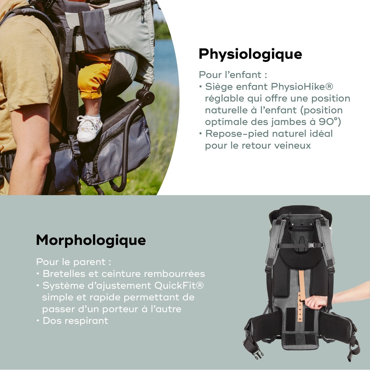 Porte-bébé de randonnée ajustable vert, BABYMOOV