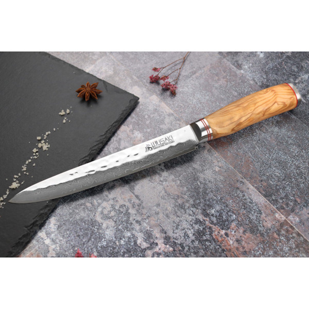 Couteau trancheur damas 10Cr 20cm v002237, WUSAKI