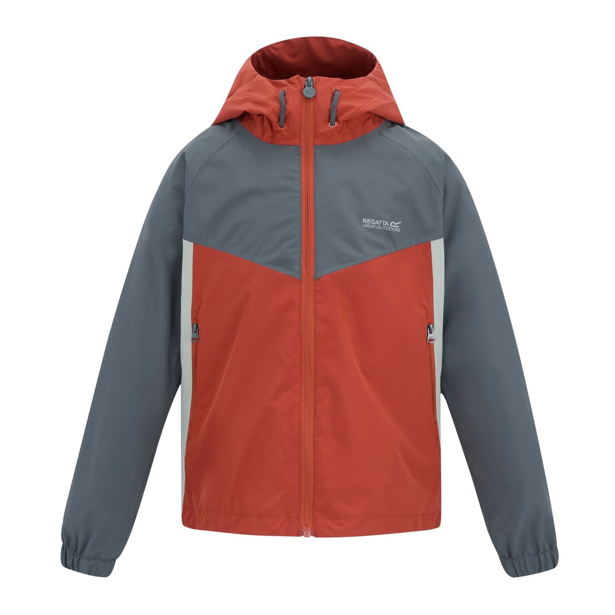 Veste imperméable à capuche HANLEIGH rouge orange / blanc cassé / gris foncé, REGATTA