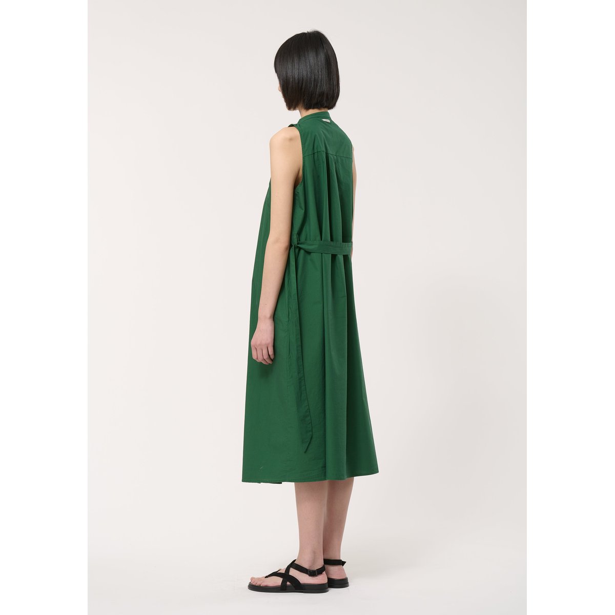 Robe chemise en popeline de coton vert mousse, HUMILITY