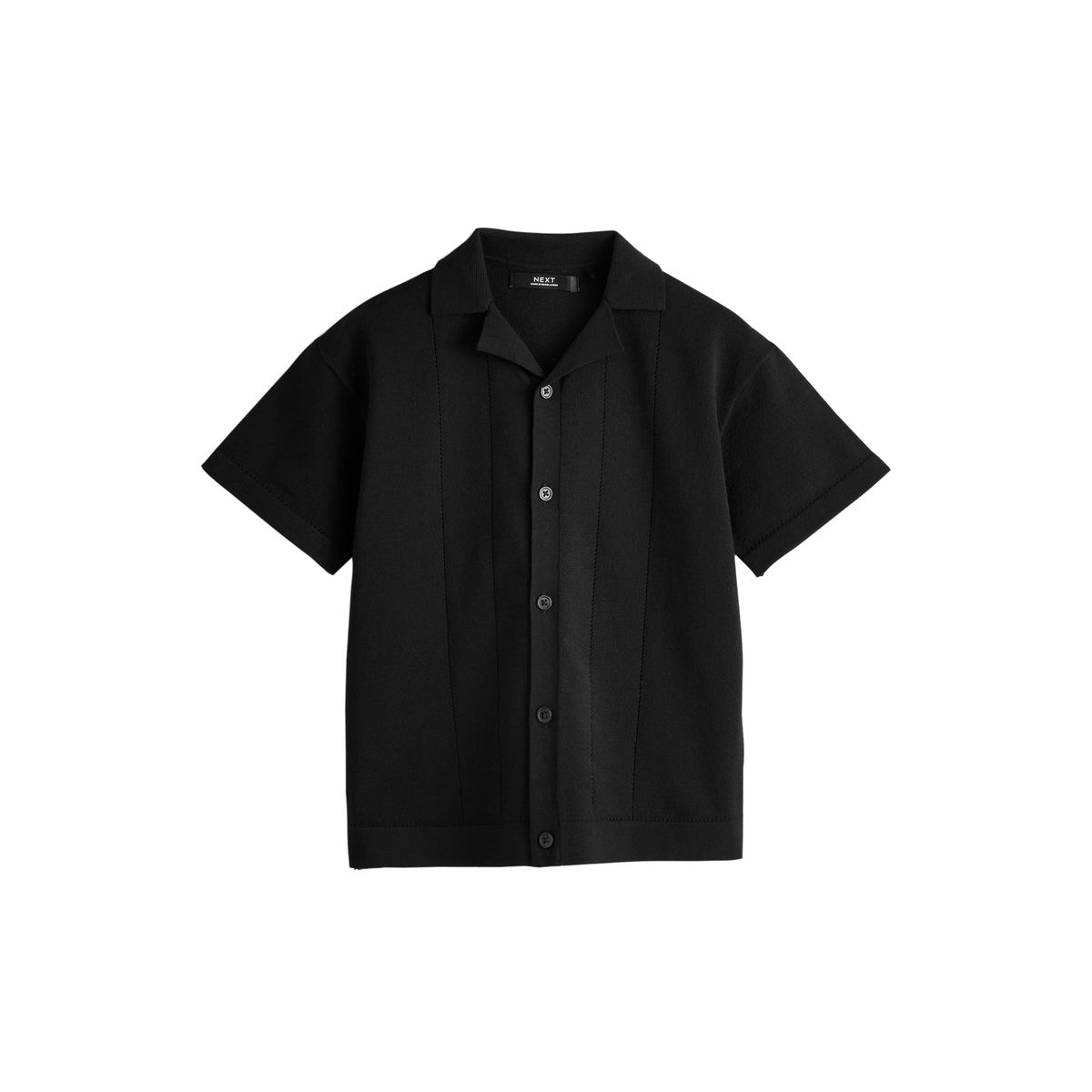 Polo avec revers de col en maille noir, NEXT