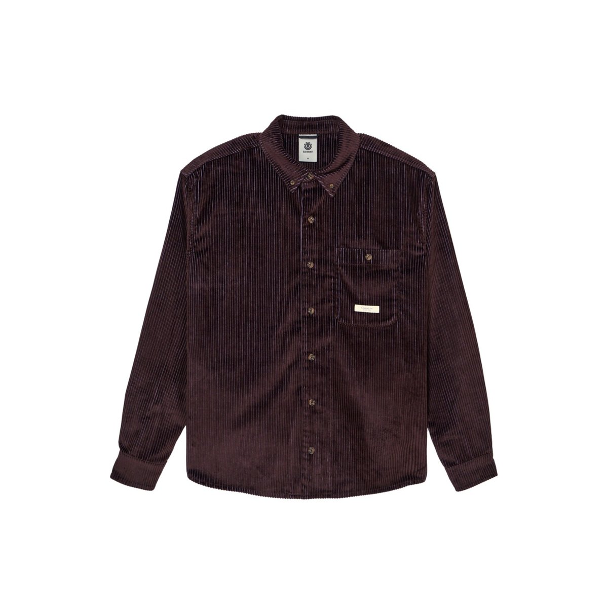 Chemise manches longues en velours côtelé RELAX BI COLOR marron java, ELEMENT