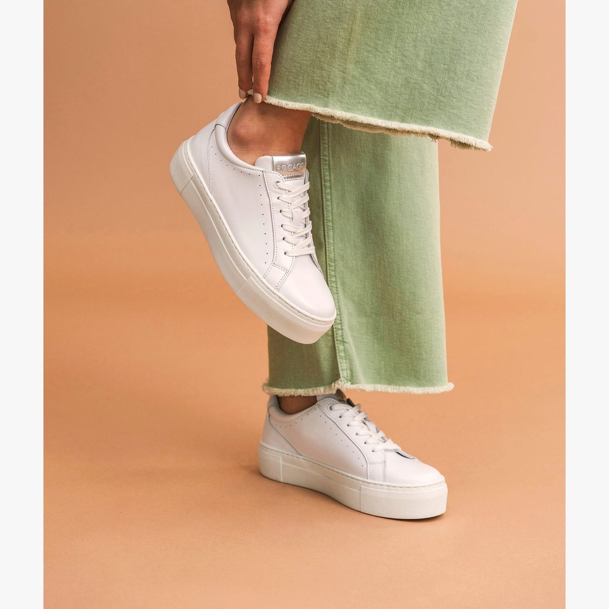 Basket en cuir LIZON blanc, BOCAGE