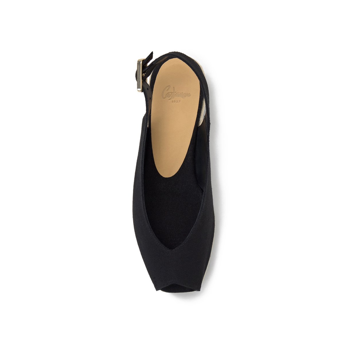 Espadrilles compensées en coton bio à bout carré ouvert DOSALIA PLATFORM noir, CASTANER