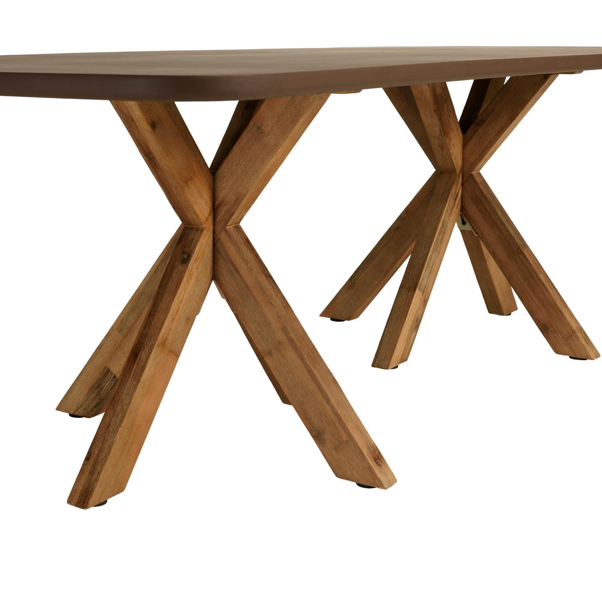 Table à manger 240 cm effet béton marron pieds en bois d'acacia CALVI marron, PIER IMPORT