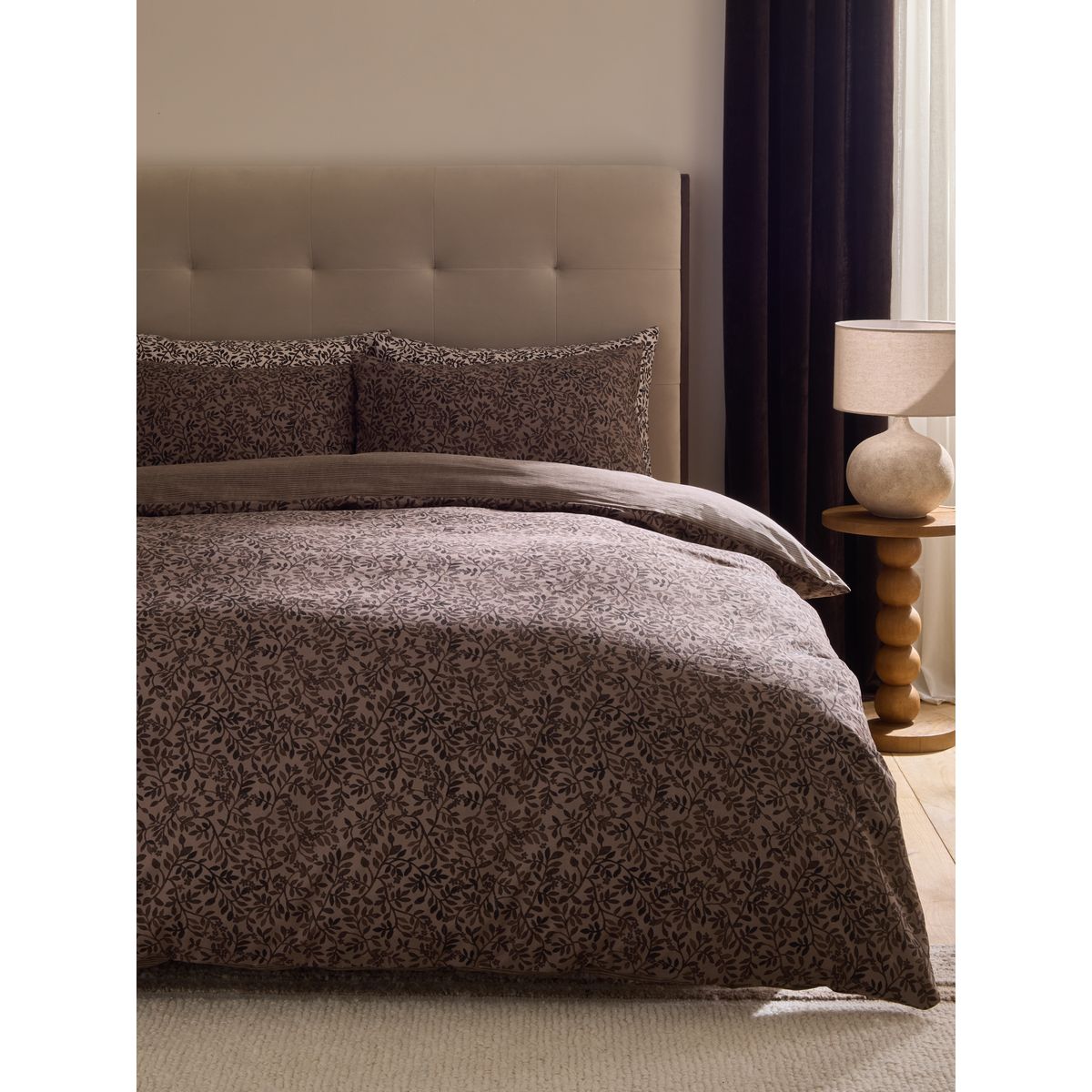 Parure de lit en coton, lot 2 feuille retombante brun chocolat, NEXT