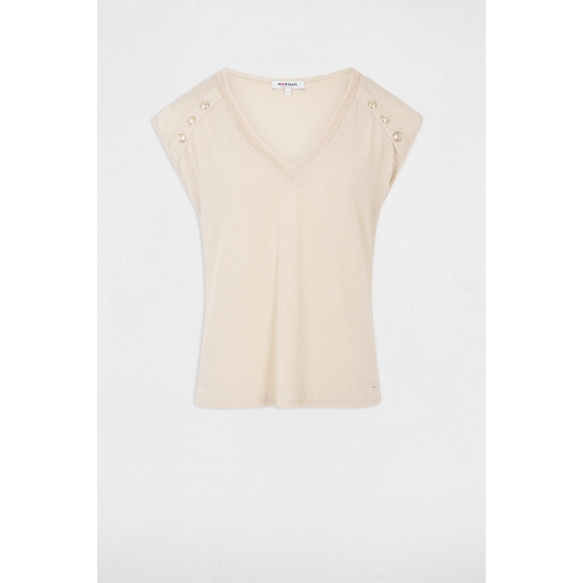 T-shirt manches courtes beige fonce, MORGAN