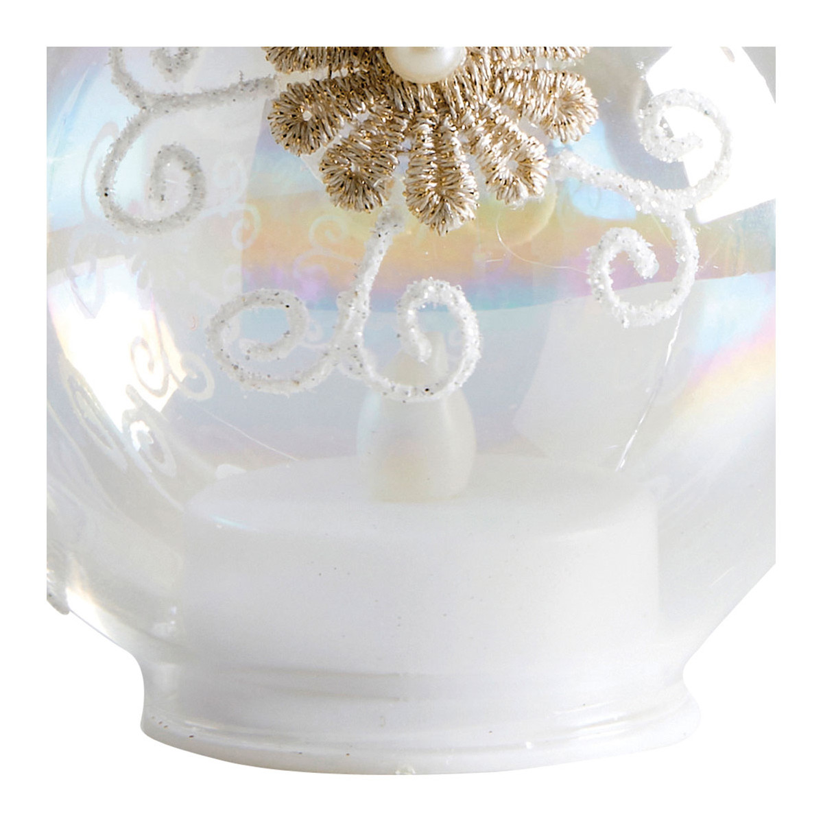 Boule de Noël Flocon en verre avec bougie LED intégrée blanc, MATHILDE M