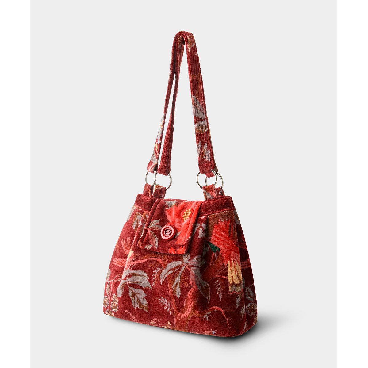 Sac à Bandoulière en Velours Berry Bloom rouge, JOE BROWNS