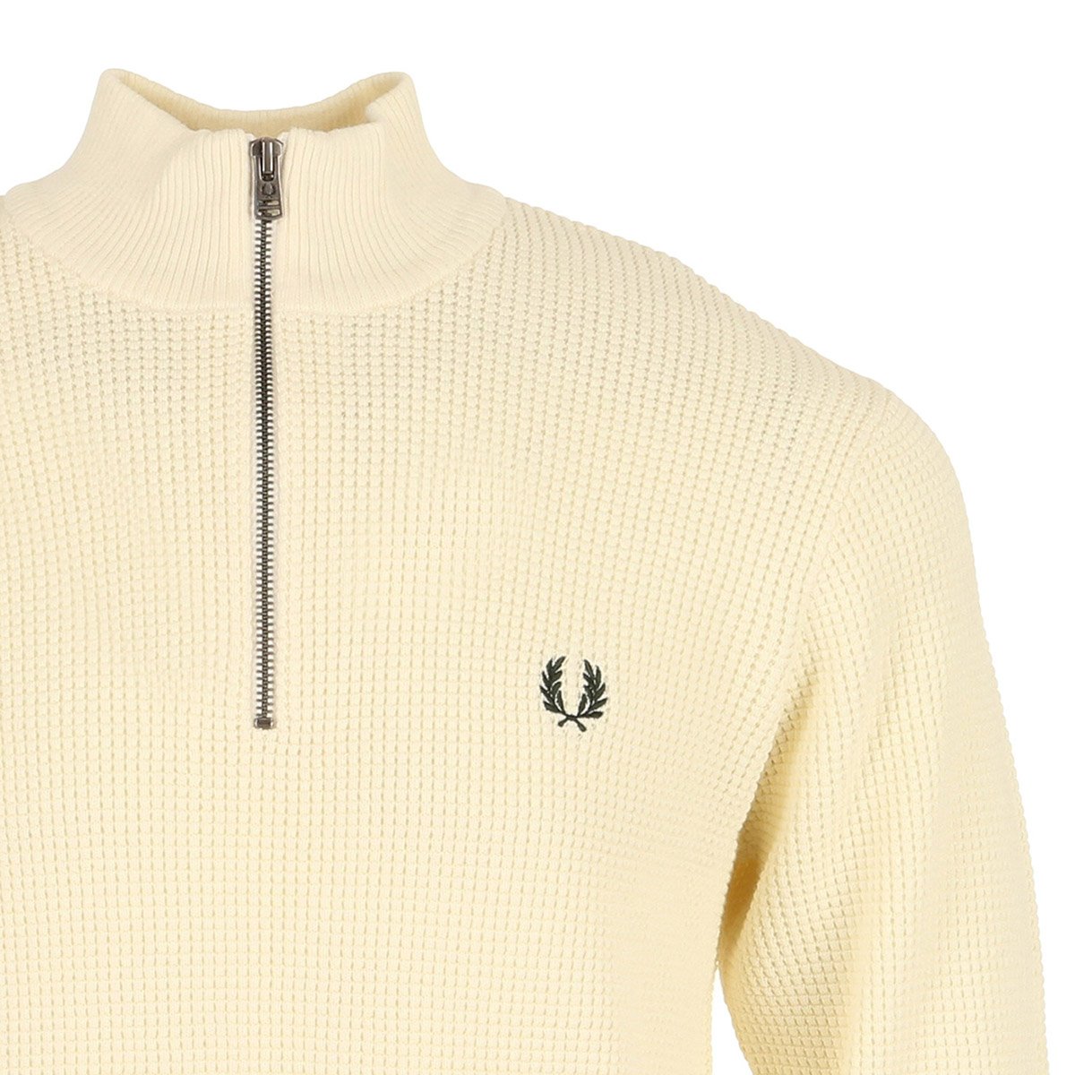 Pull WAFFLE STITCH HALF ZIP JUMPER ecru, FRED PERRY