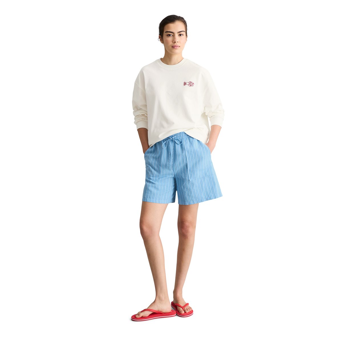 Sweat-shirt oversize avec un imprimé marquant dans le dos blanc, MARC O’POLO DENIM