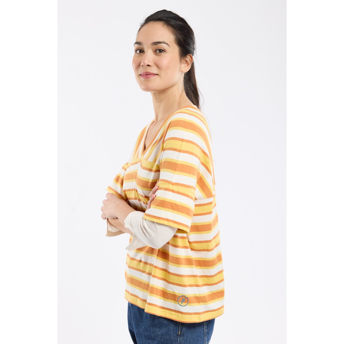 La marinière oversized NOLWENN FALIGOT nature/rusty/genet, ARMOR-LUX