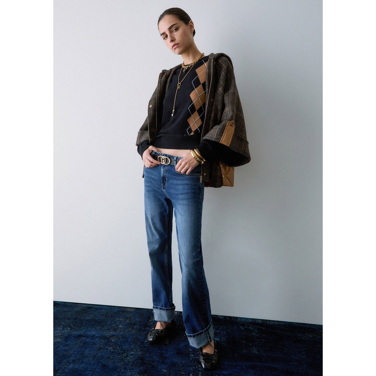 Jean droit avec revers denim bleu, LIU JO