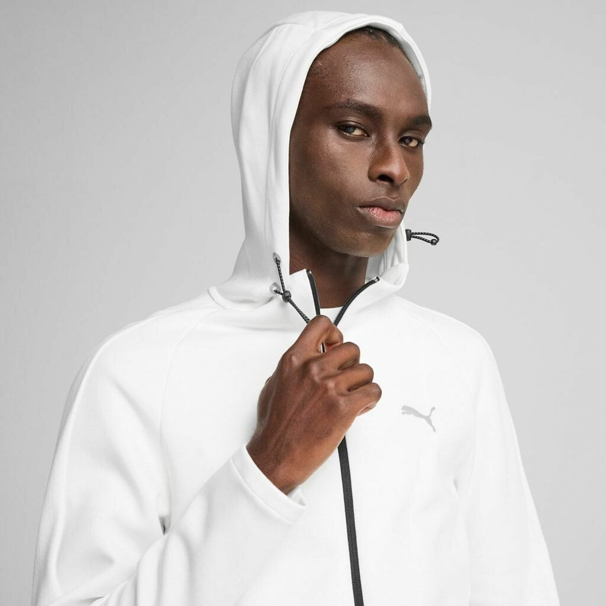 Sweat aberta com capuz Evostripe branco, PUMA