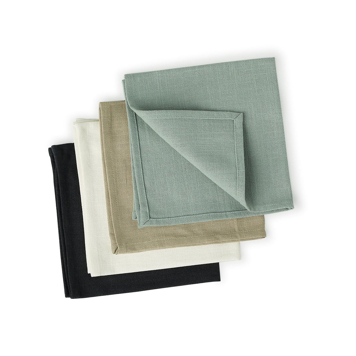Lot de 4 serviettes de table lin lavé PAUL naturel, FEBRONIE