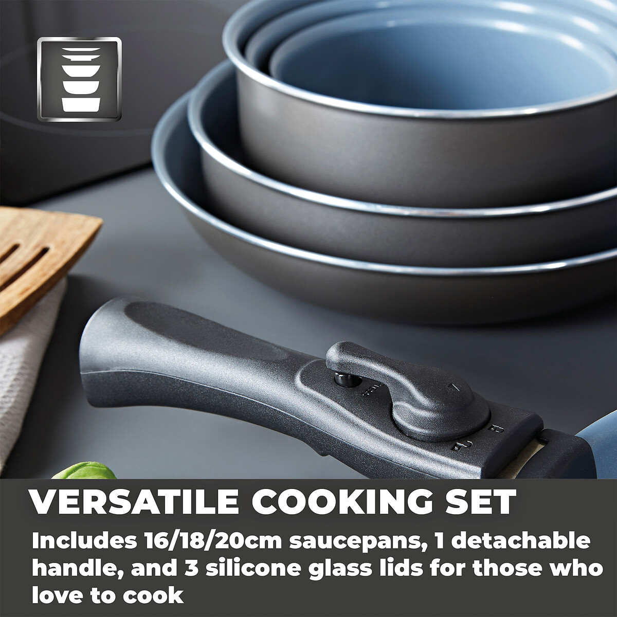 7-Piece Freedom Pan & Cookware Set graphite, TOWER