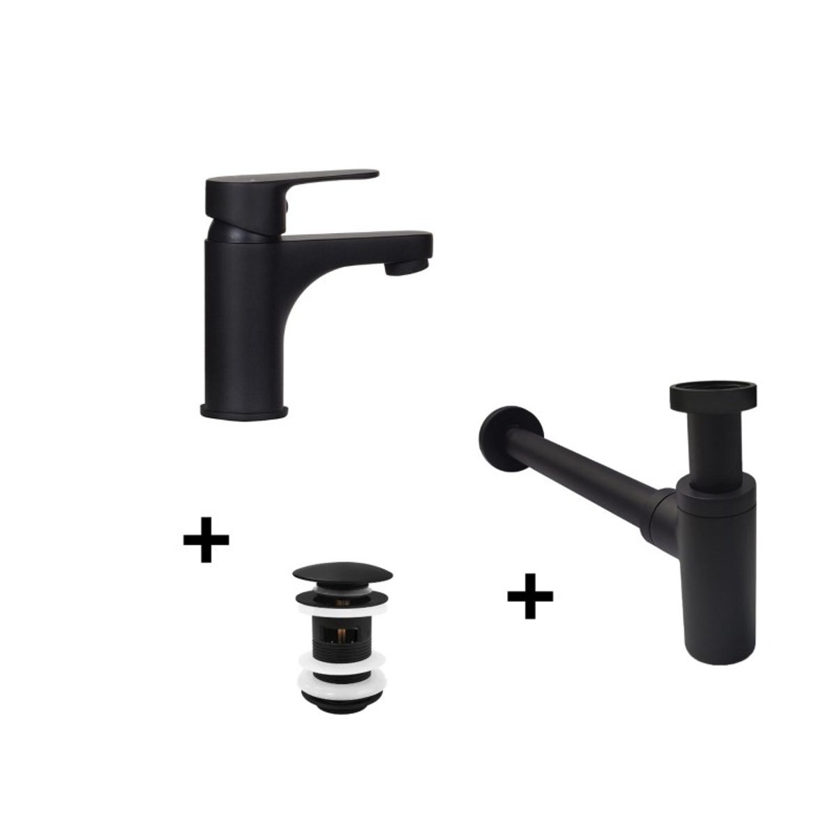 Robinet GRIFO + bonde CLINT + siphon SIMON noir, MOB IN