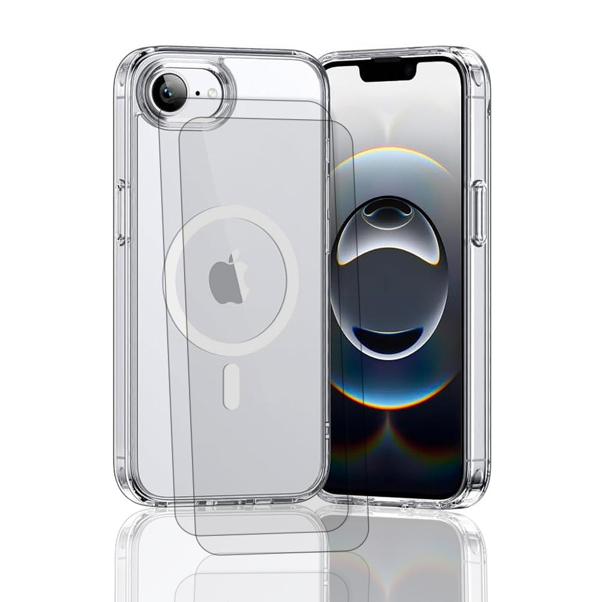 Coque Anti-choc compatible Magsafe pour iPhone 16e / 17e Transparente + 2 vitres transparent, EVETANE