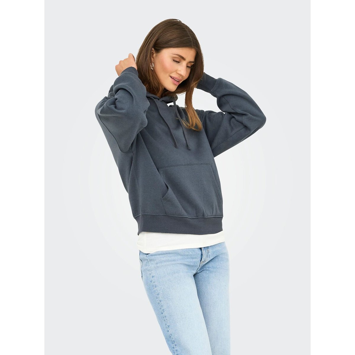 Sweat à capuche bleu foncé denim, ONLY