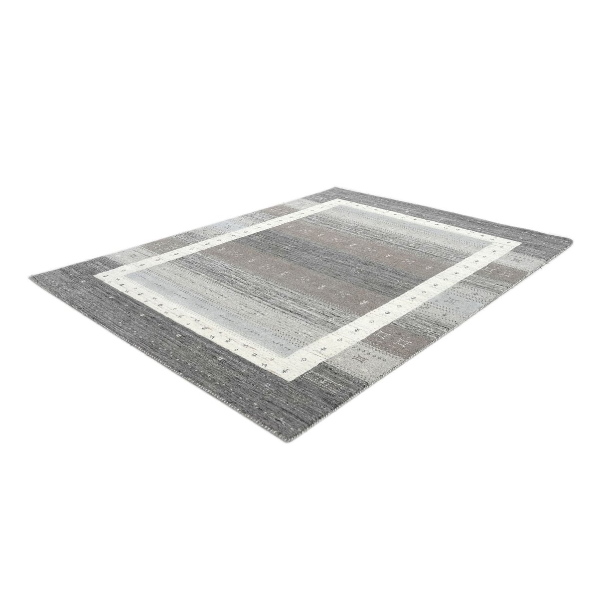 Tapis de salon tissé main en laine - MEMU argent multi, THEKO