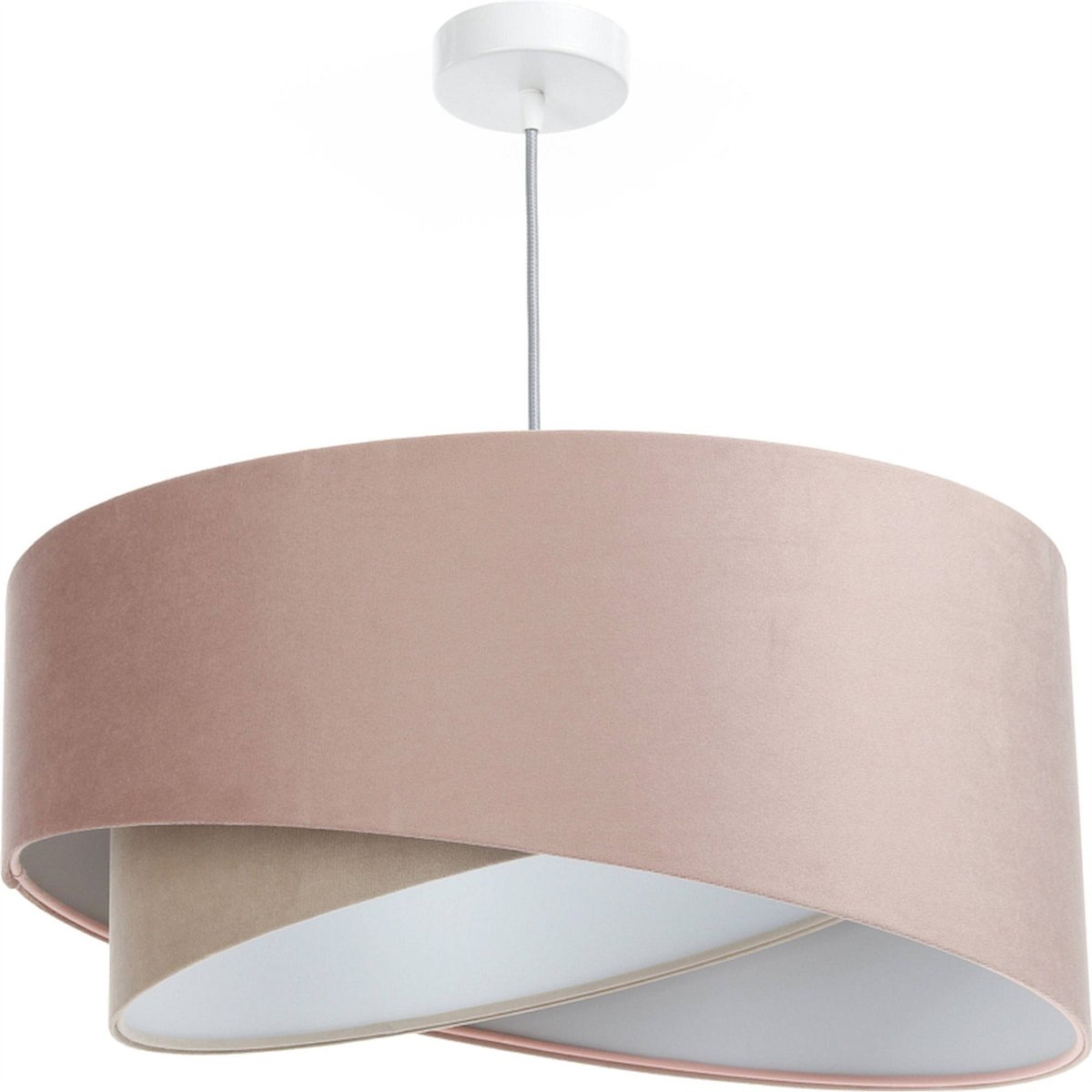 Suspension ronde en velours lumière douce Jasmin bebe gris clair avec velours rose poudré, BPS KONCEPT