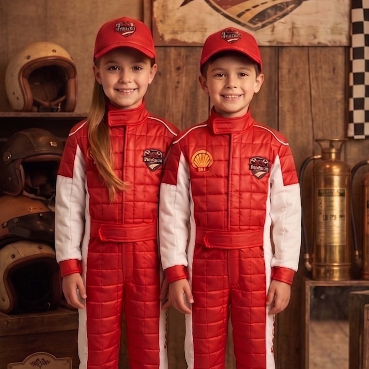 Déguisement enfant pilote de course avec casquette rouge, SEVIRA KIDS