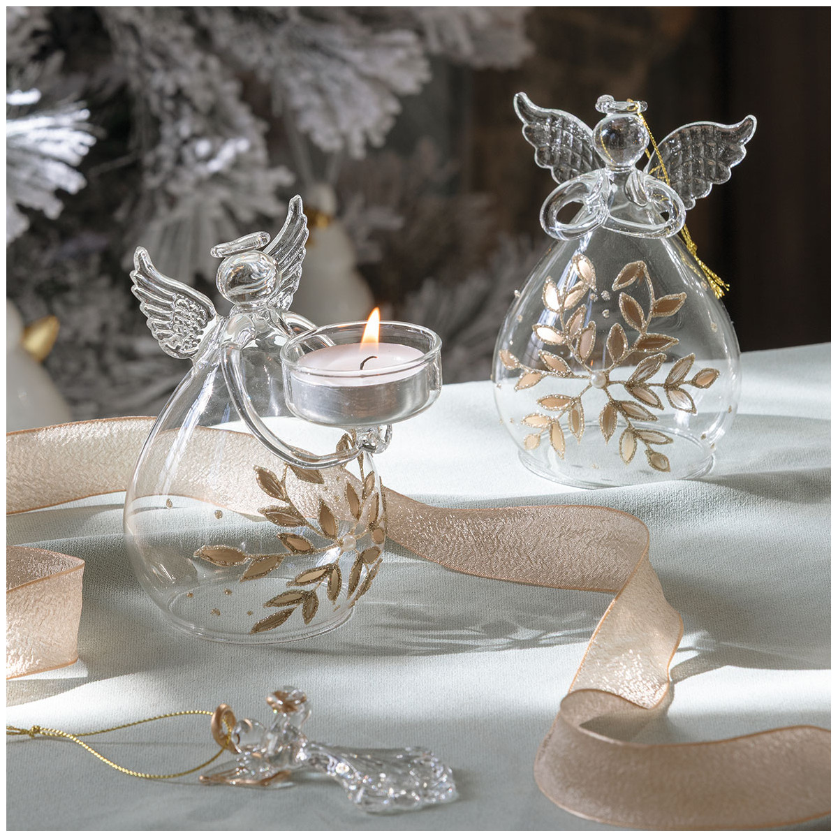 Porte-bougie Éclat d'Ange en verre transparent, MATHILDE M