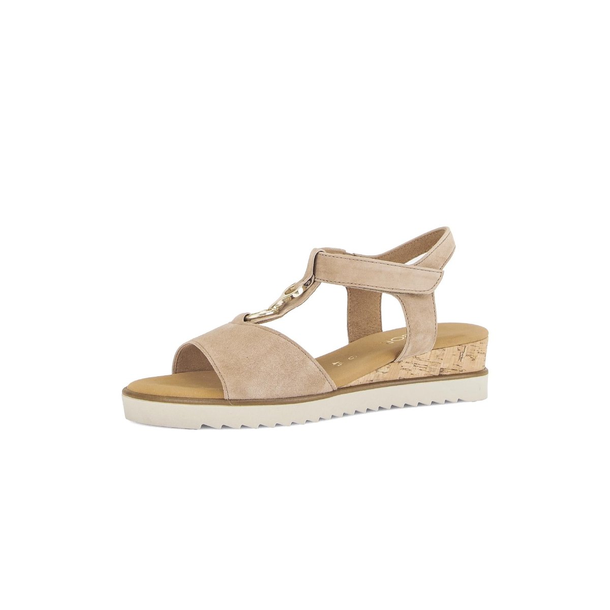 Sandales en cuir à talon compensé beige, GABOR