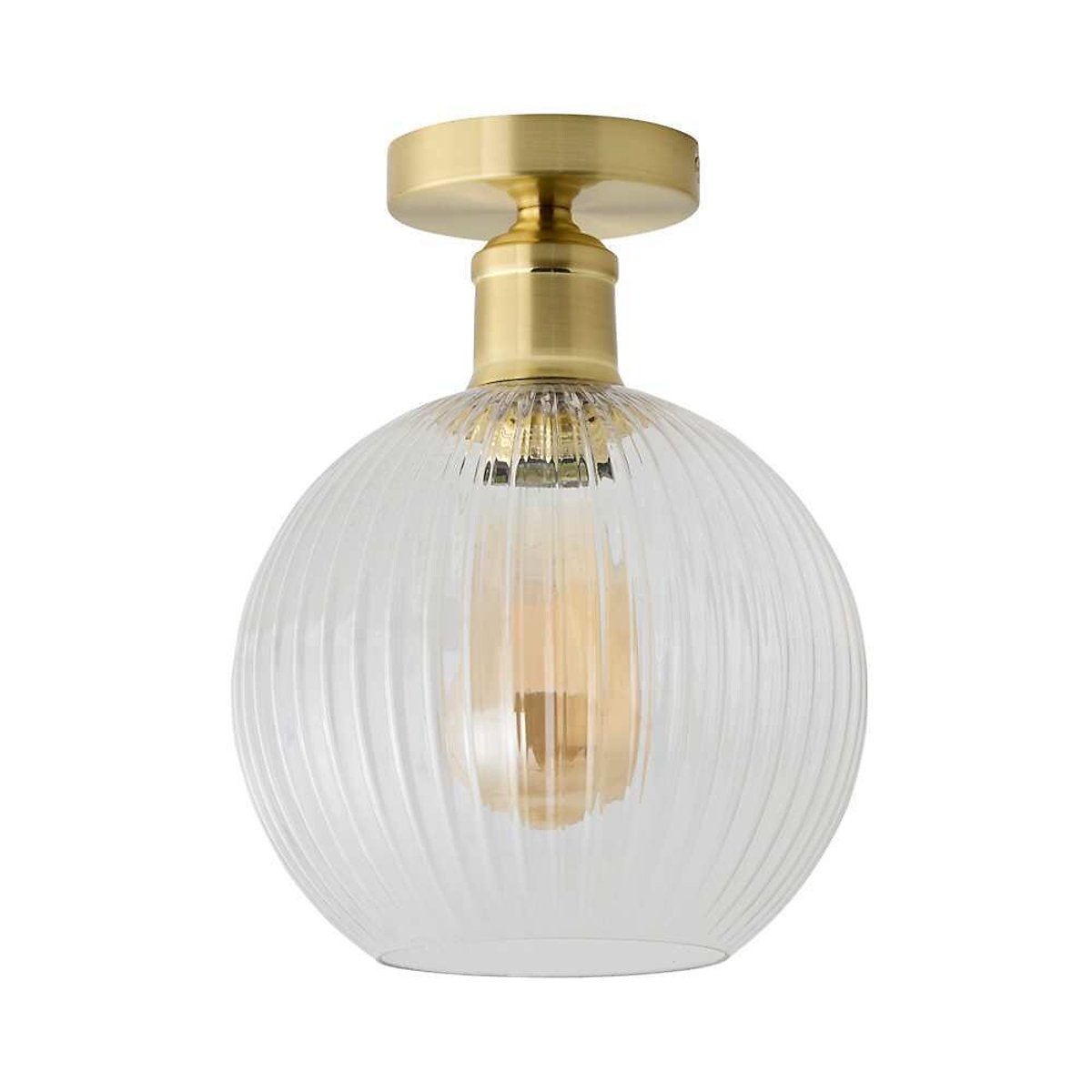 Maddy Flush Ceiling Light with Filament Bulb brushed gold, ÉDITÉ