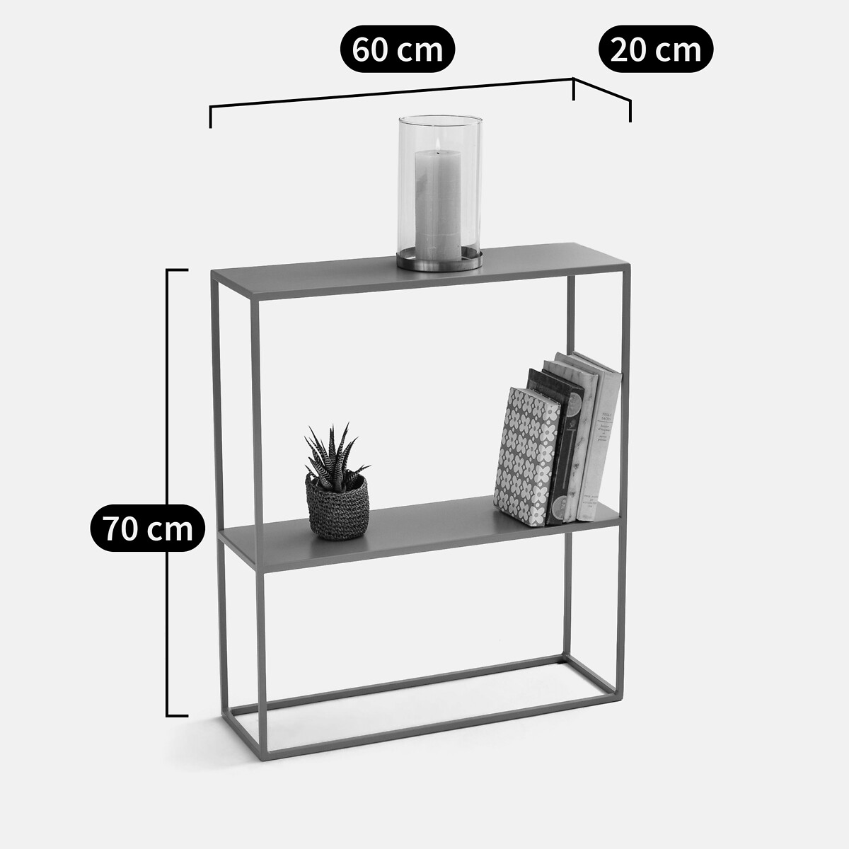 Console métal acier double plateau, Miva noir, LA REDOUTE INTERIEURS