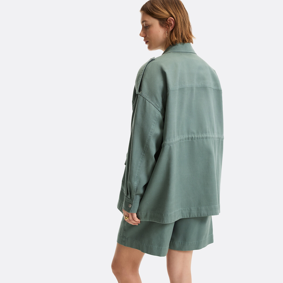 Lockere Sahara-Jacke aus Lyocell und Baumwolle lindgrün, LA REDOUTE COLLECTIONS