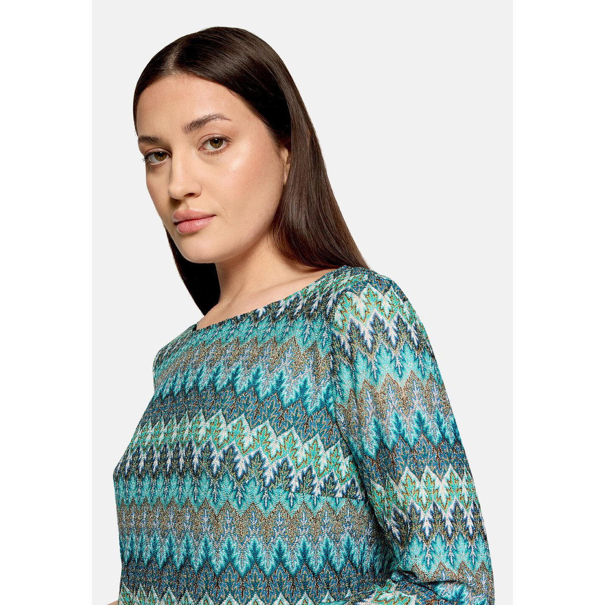 Robe droite à manches 3/4 bleu/vert, BETTY BARCLAY