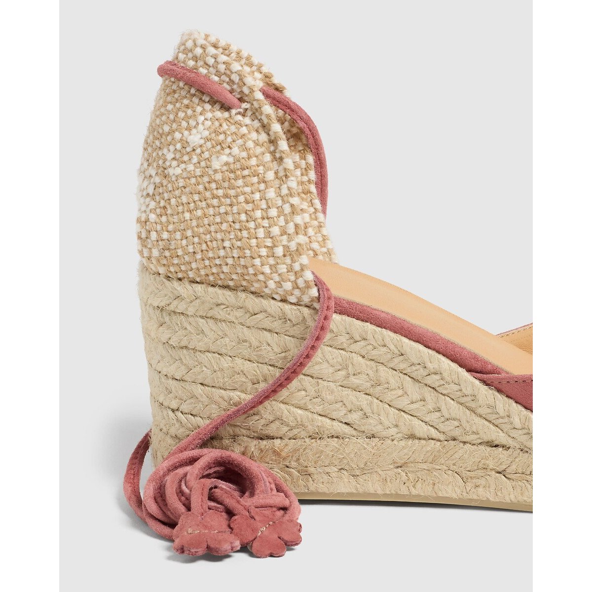 Espadrillas con zeppa in pelle scamosciata, Carina marrone rosato, CASTANER