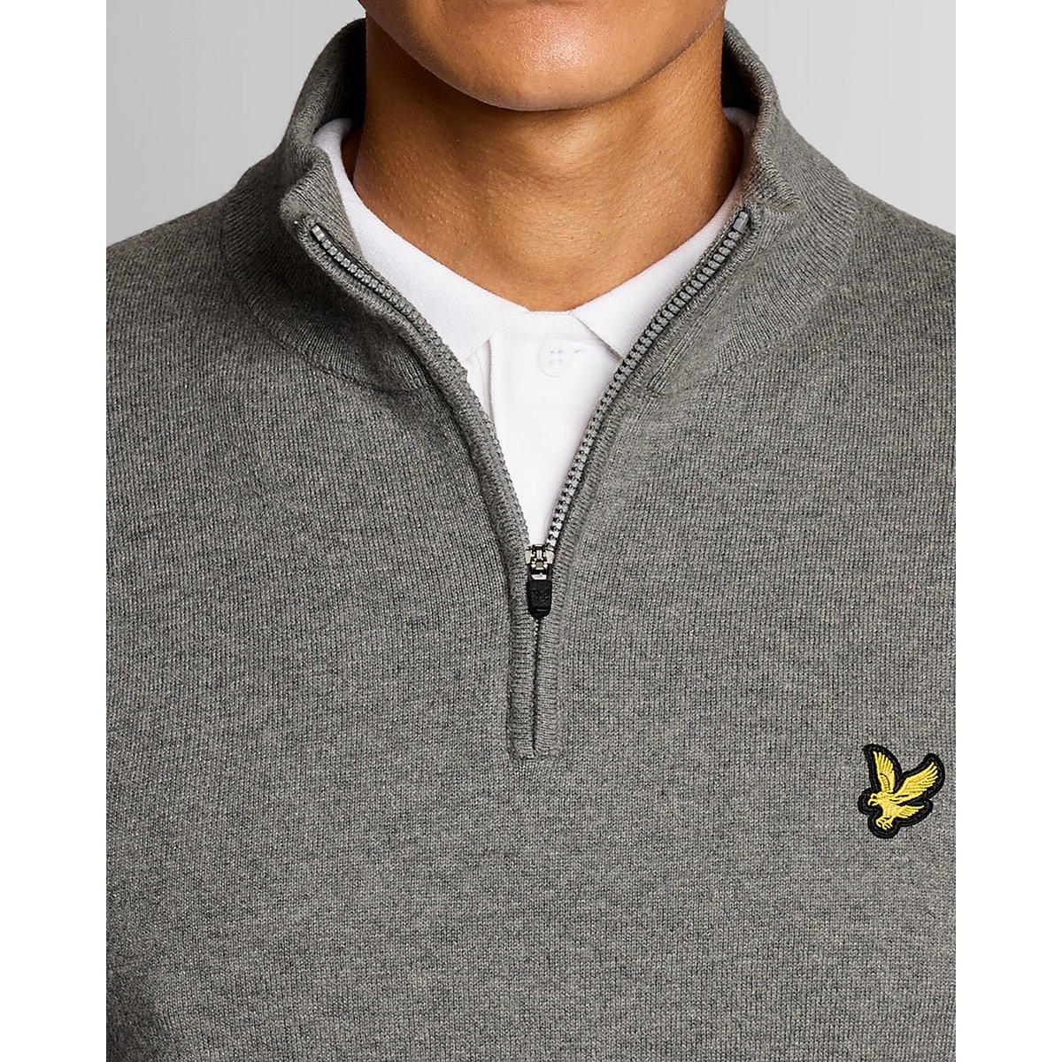 Pull camionneur performance zippé gris moyen chiné, LYLE & SCOTT