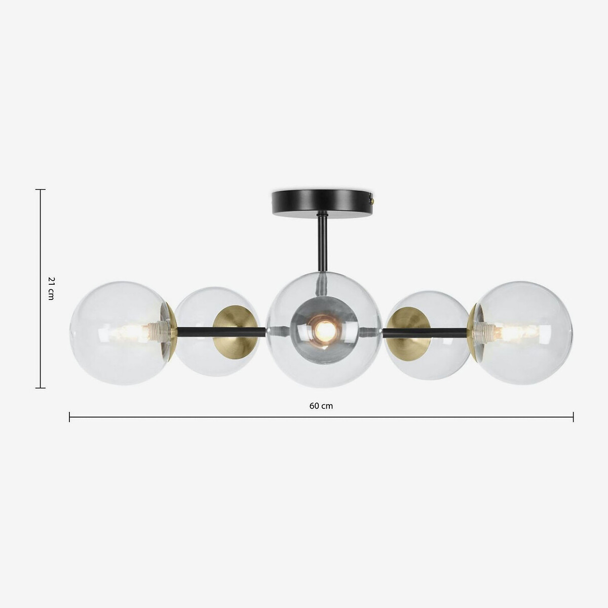 MADE.COM Globe 5-Light Semi-Flush Ceiling Light in Black matt black, MADE