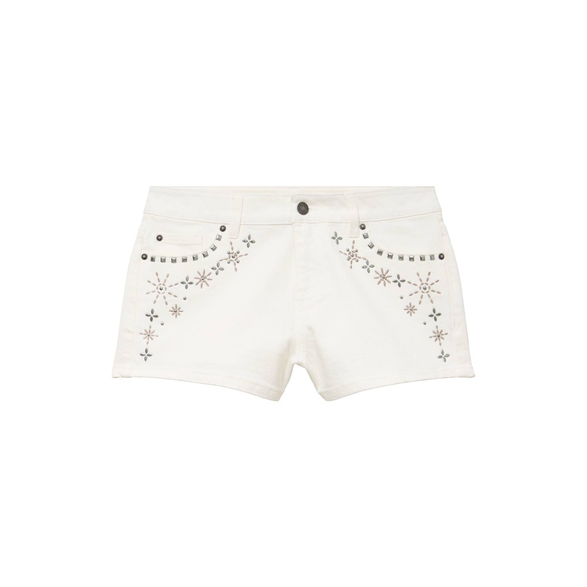 Short en jean avec broderie ecru, CACHE CACHE