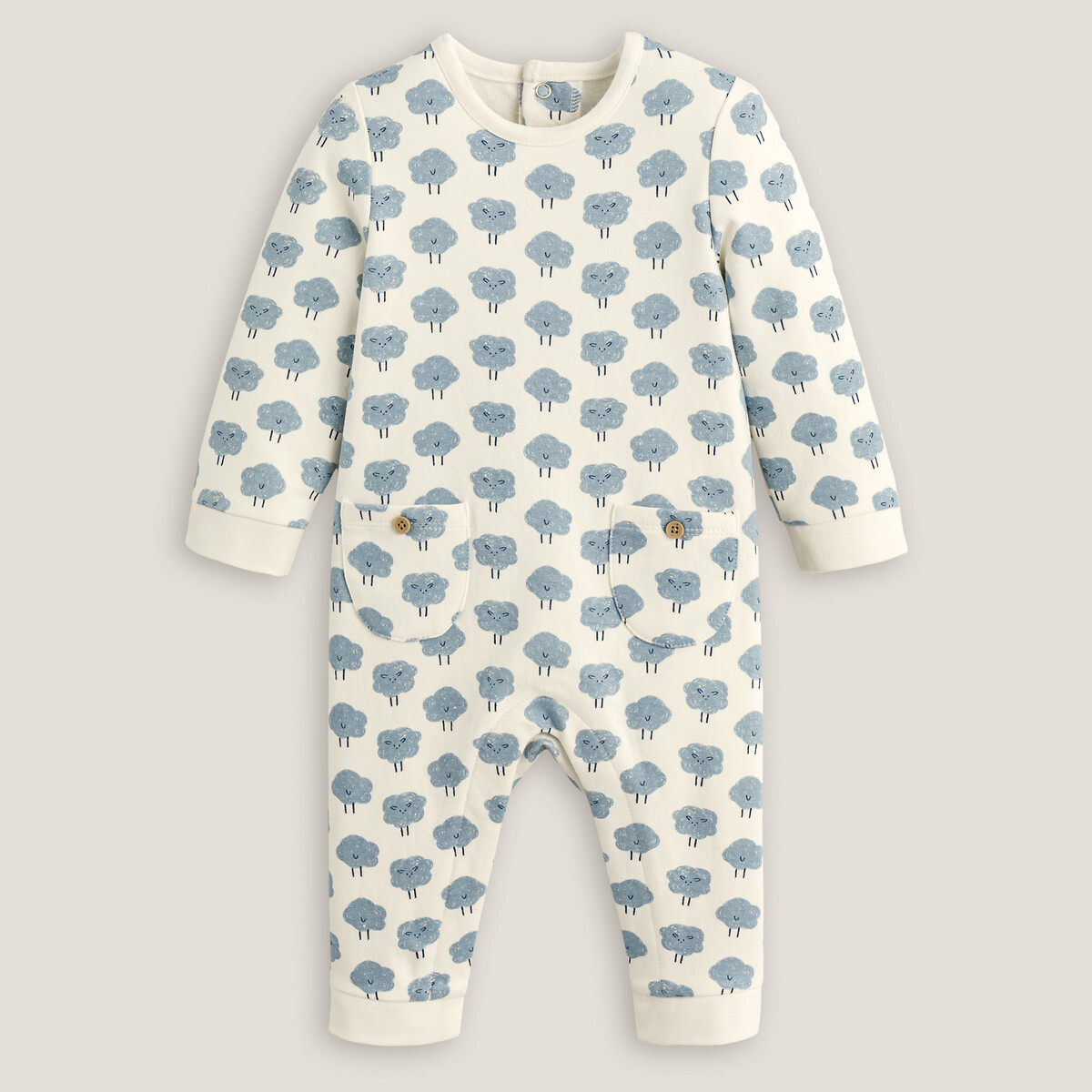 Combinaison longue imprimée en molleton ecru, LA REDOUTE COLLECTIONS