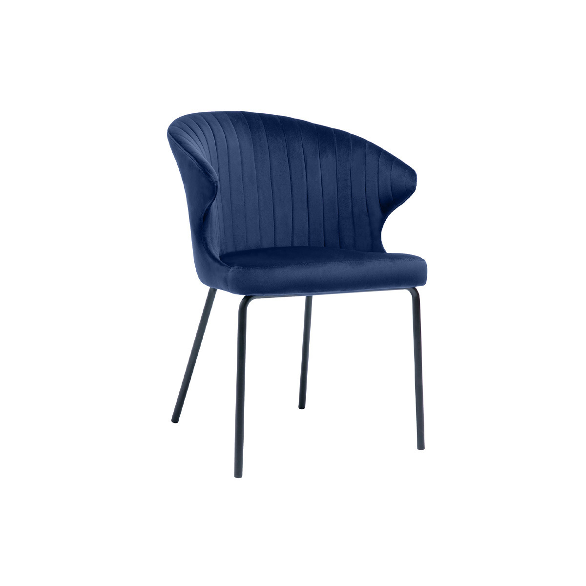 Chaise design en velours pieds métal REQUIEM bleu marine, MILIBOO