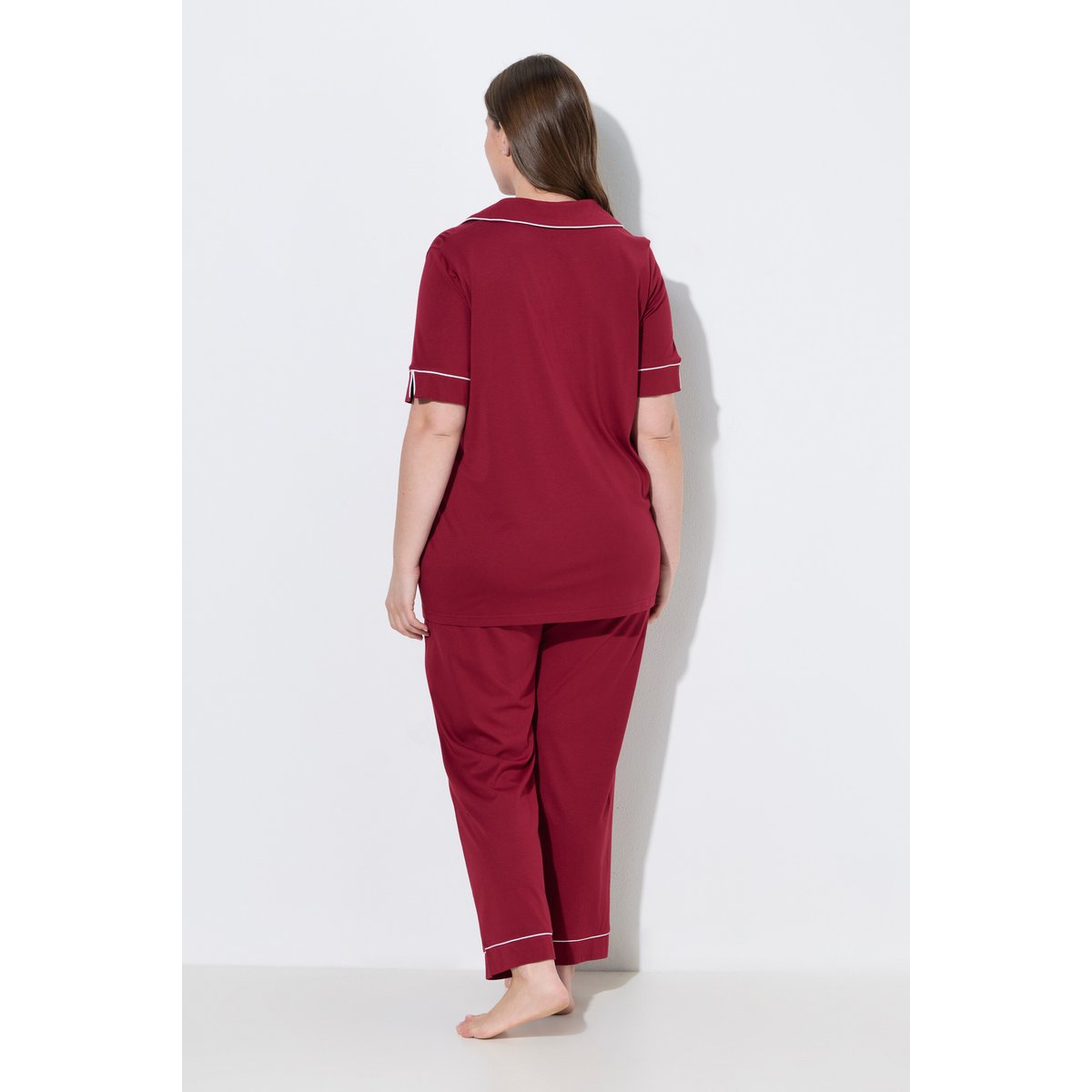Pyjama col à revers et manches courtes rouge pur, ULLA POPKEN