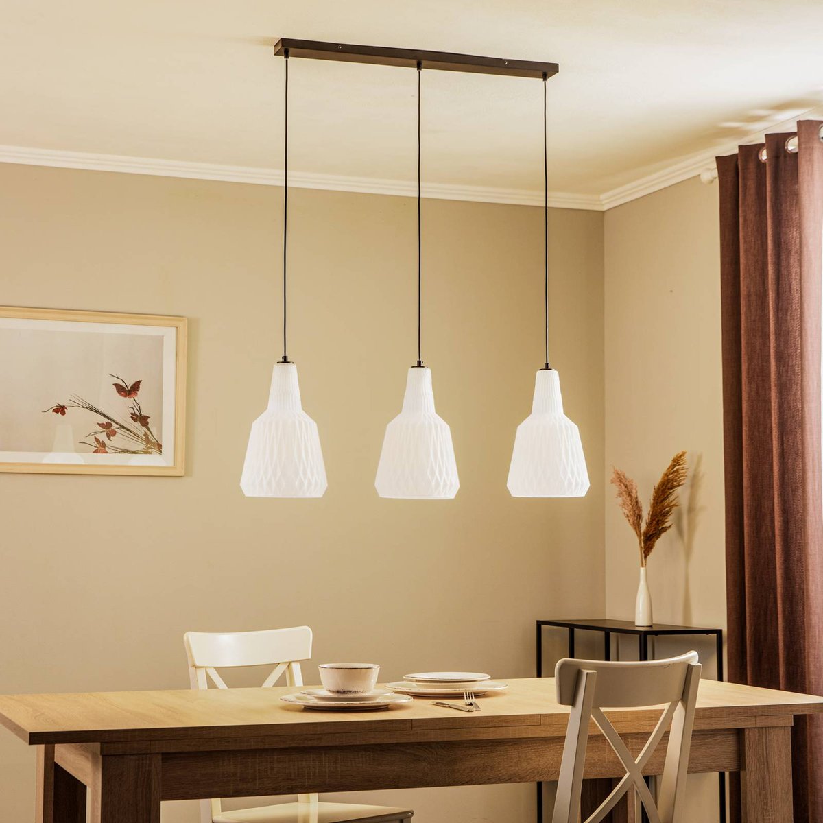 Suspension en verre vintage, Belarion opale, LINDBY